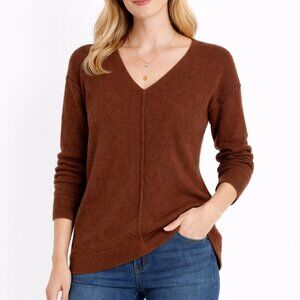 Aritzia Wilfred Free Brown Fuzzy Knit Sweater Size Small Cozy Relaxed